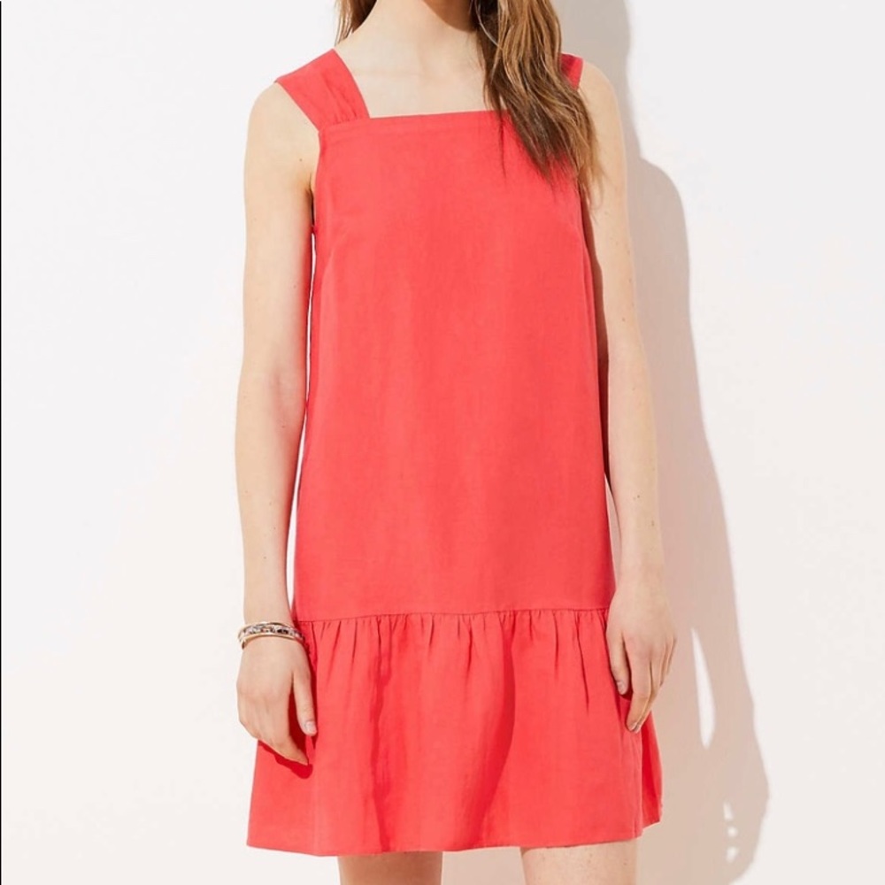 NWT Loft square neck flounce dress XS